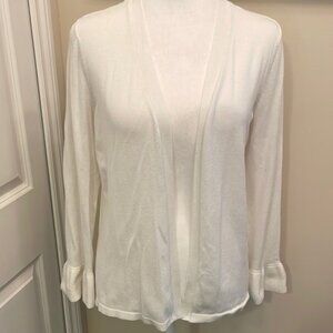 Roz & Ali White Lightweight Cardigan with Bell Sleeves no buttons EUC